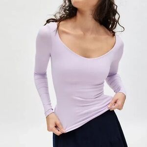 Urban Outfitters OU Lavender Long Sleeve Boatneck Top